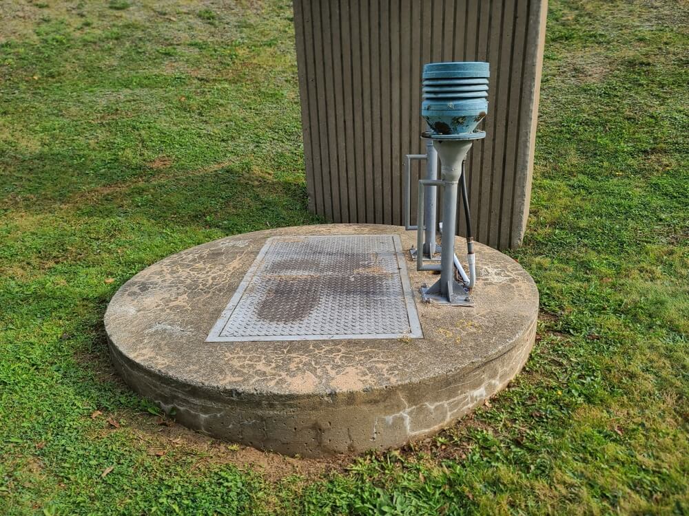 Top of a lift station, above the ground.